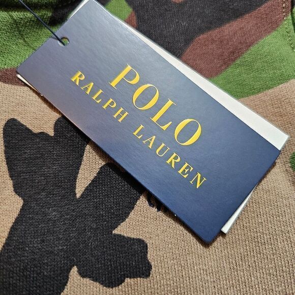 Polo Ralph Lauren Pony Logo Camo Jacket Full Zip Hoodie Girls Size 4 Green Black - Picture 6 of 9